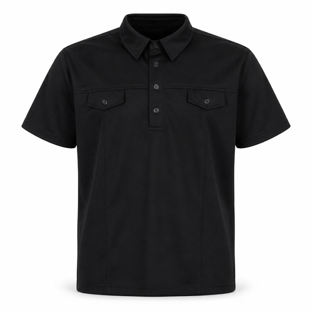 C.S Athletic Mens Black Polyester Polo Size L Collared Button