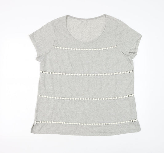 Essentials Collection Womens Grey Polyester Basic T-Shirt Size M Scoop Neck