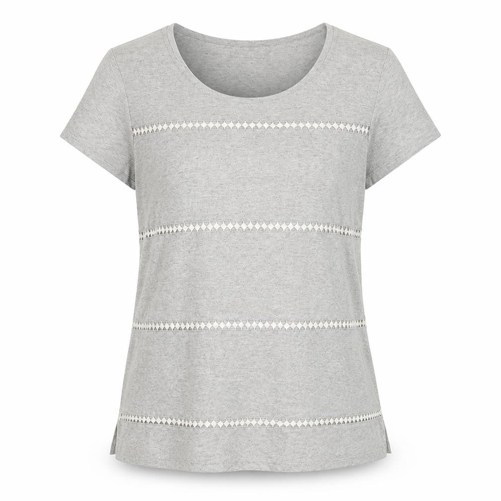 Essentials Collection Womens Grey Polyester Basic T-Shirt Size M Scoop Neck