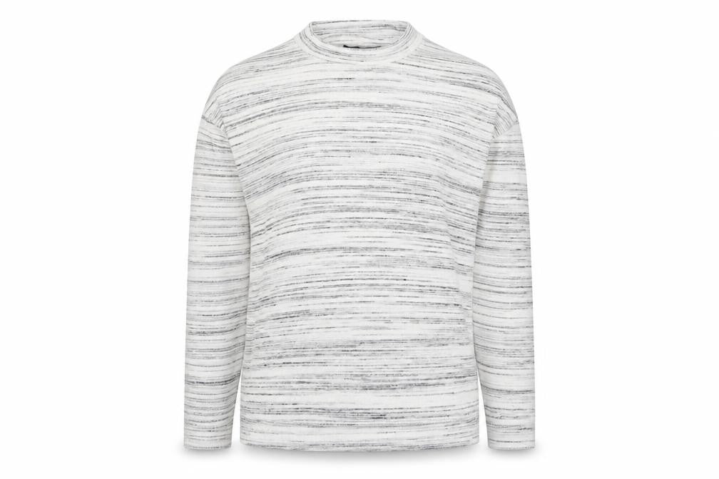 Marks & Spencer Womens White Mock Neck Striped Polyester Pullover Jumper Size 14