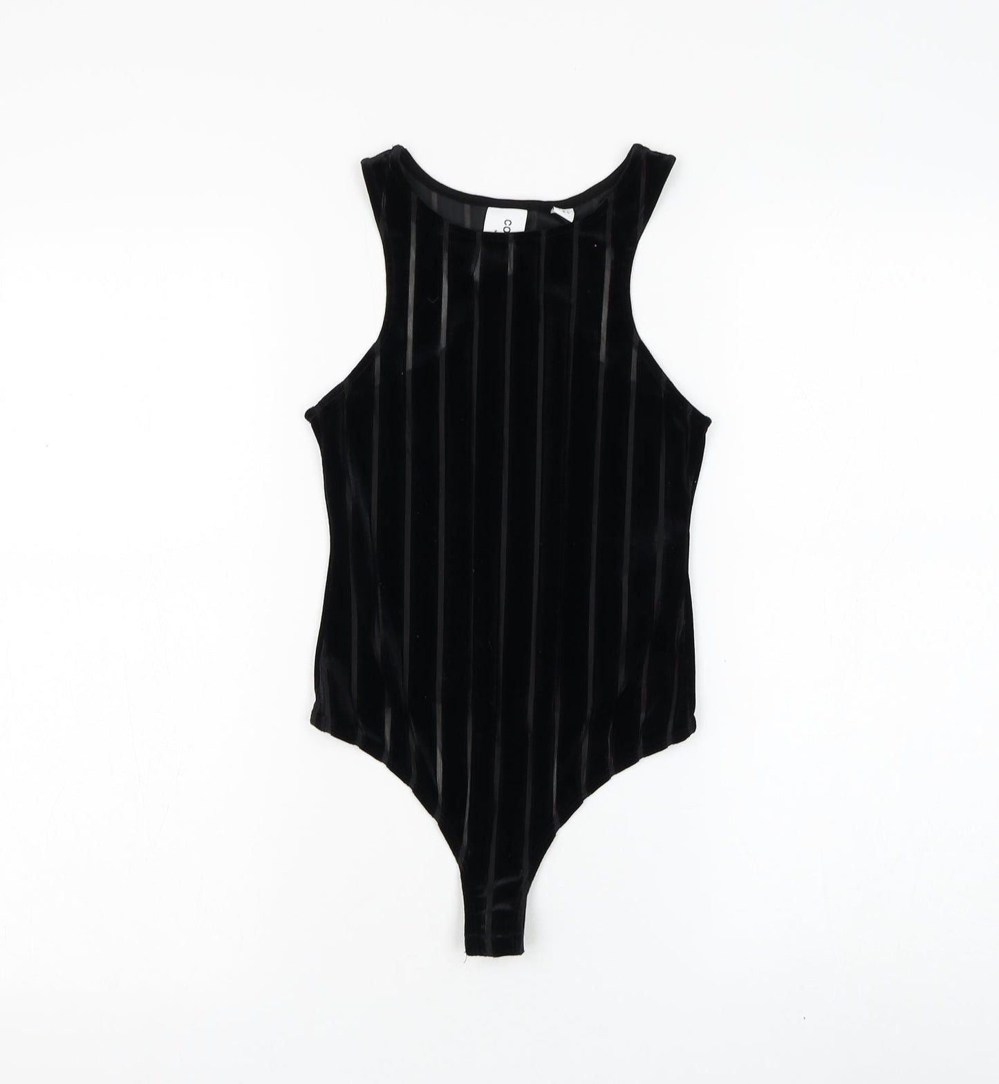 COLLUSION Womens Black Striped Polyester Bodysuit One-Piece Size 8 Snap