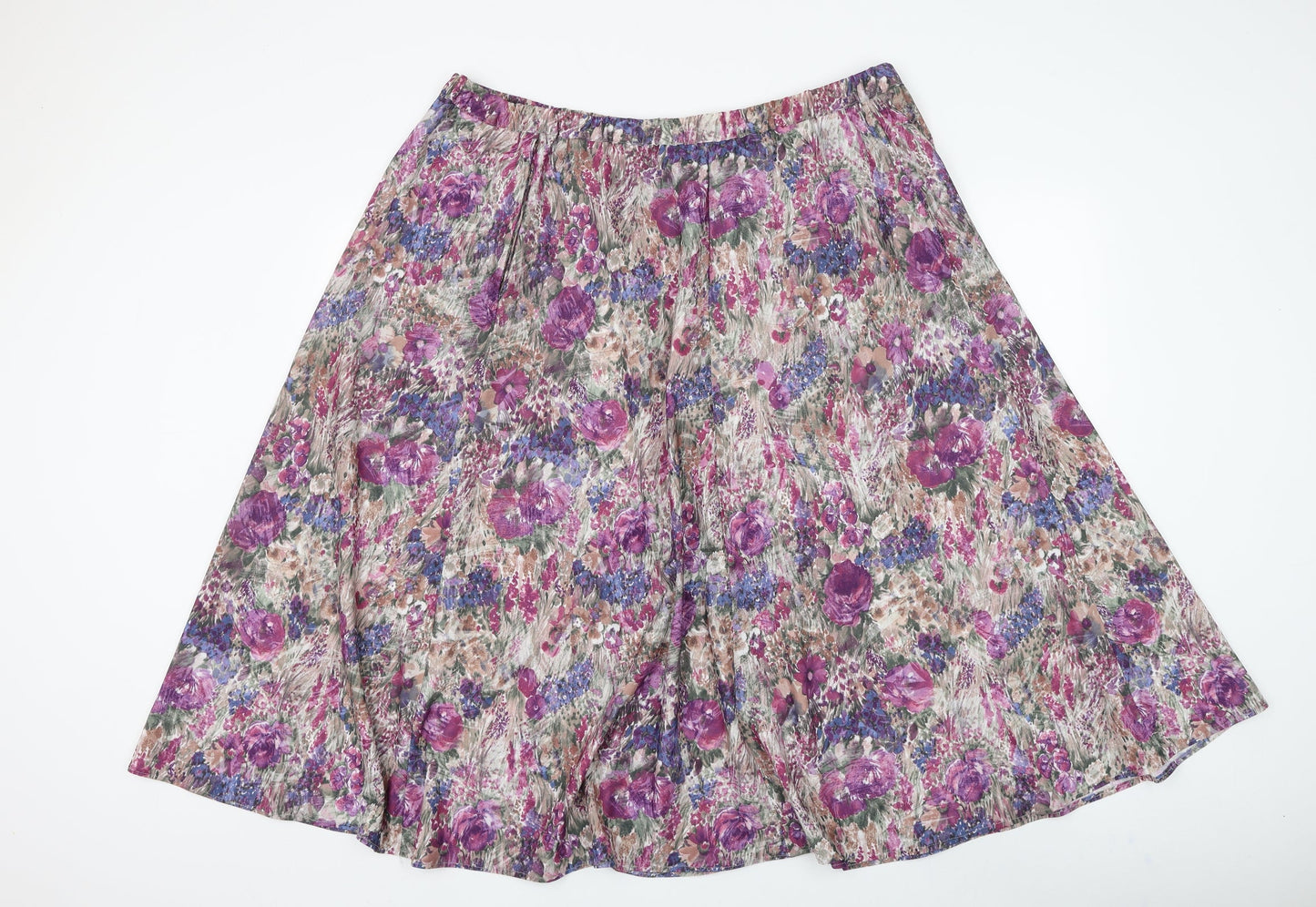 Preworn Womens Multicoloured Floral Polyester Flare Skirt Size 38 in