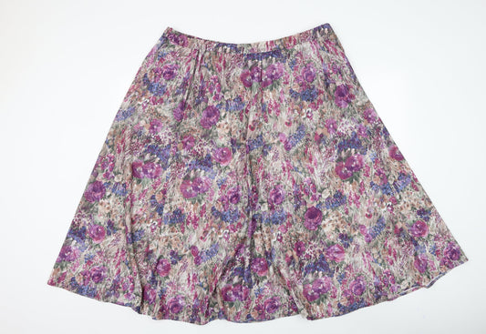 Preworn Womens Multicoloured Floral Polyester Flare Skirt Size 38 in