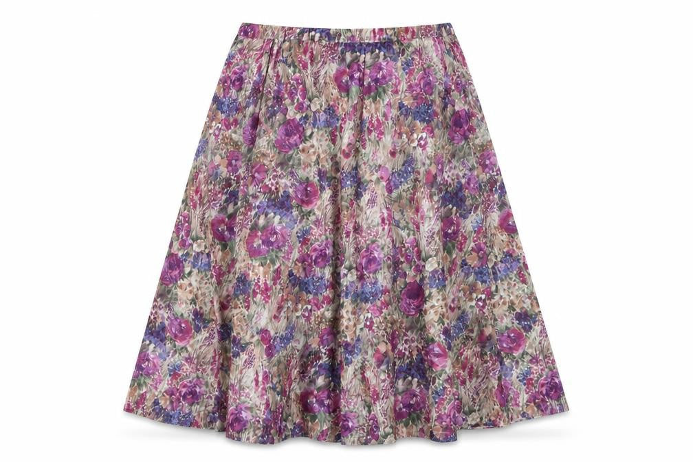 Preworn Womens Multicoloured Floral Polyester Flare Skirt Size 38 in