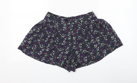 Warehouse Womens Multicoloured Floral Viscose Hot Pants Shorts Size 8 L3 in Regular Zip