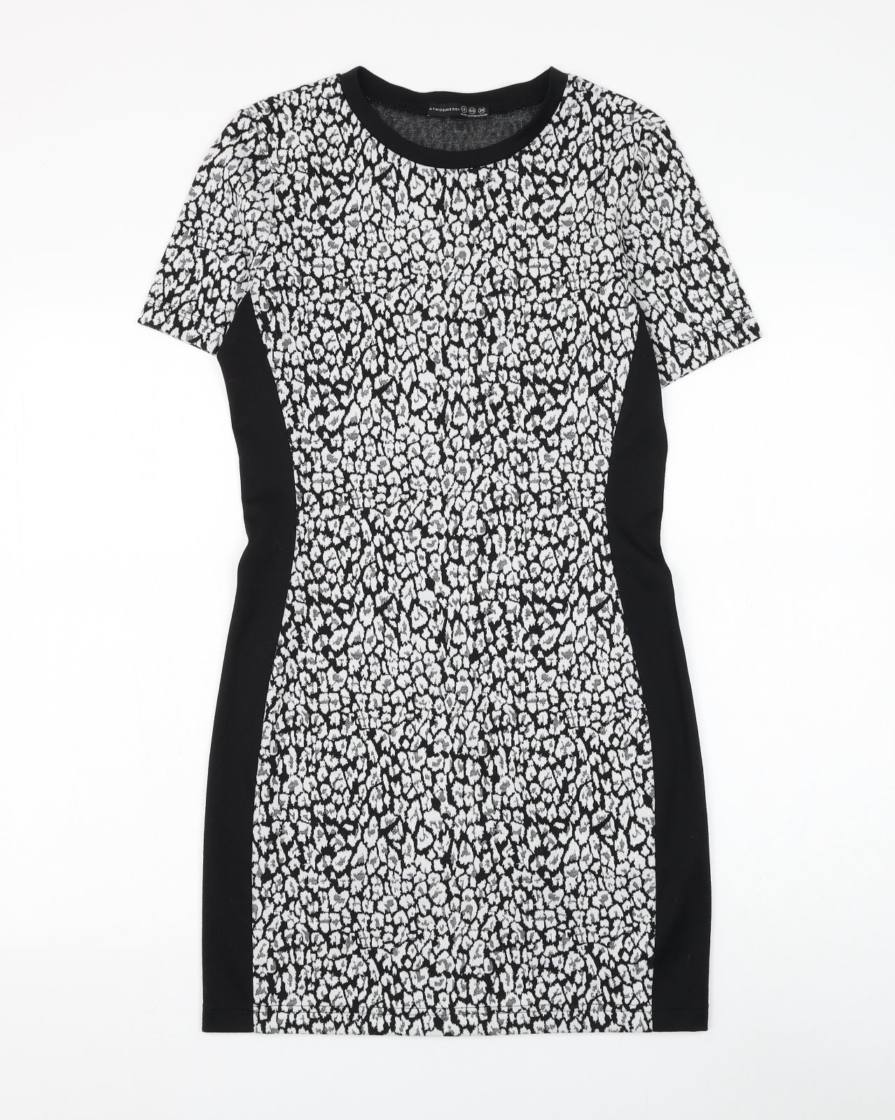 Atmosphere Womens Black Geometric Polyacrylate Fibre Pencil Dress Size 12 Round Neck Pullover