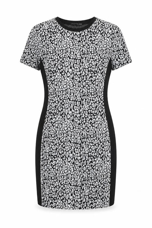 Atmosphere Womens Black Geometric Polyacrylate Fibre Pencil Dress Size 12 Round Neck Pullover