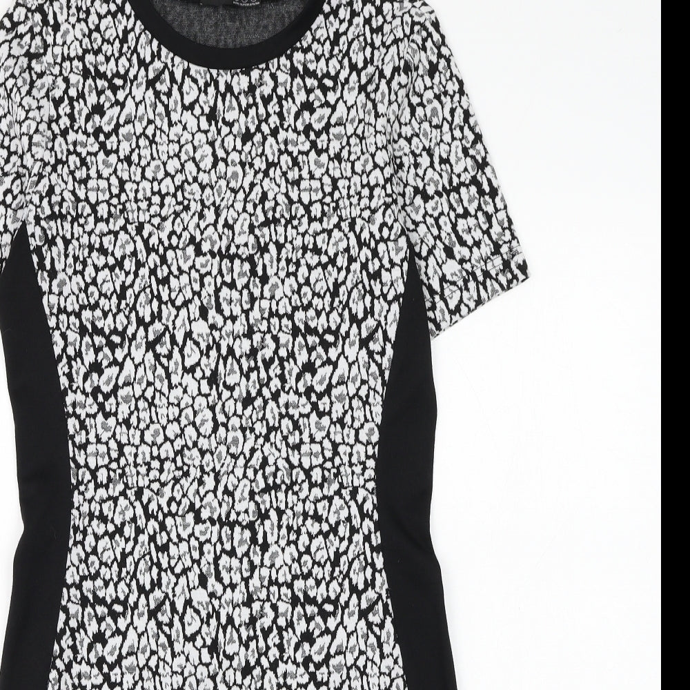 Atmosphere Womens Black Geometric Polyacrylate Fibre Pencil Dress Size 12 Round Neck Pullover