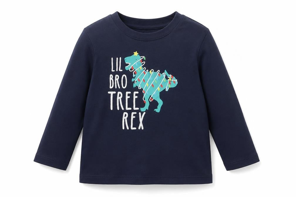 Very Boys Blue Cotton Basic Casual Size 12-18 Months Crew Neck Pullover - Lil Bro Tree Rex