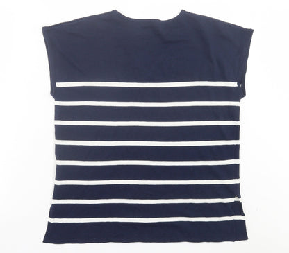 Dunnes Womens Blue Striped Viscose Basic T-Shirt Size XS V-Neck