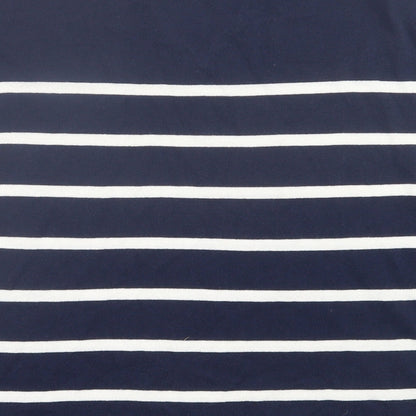 Dunnes Womens Blue Striped Viscose Basic T-Shirt Size XS V-Neck