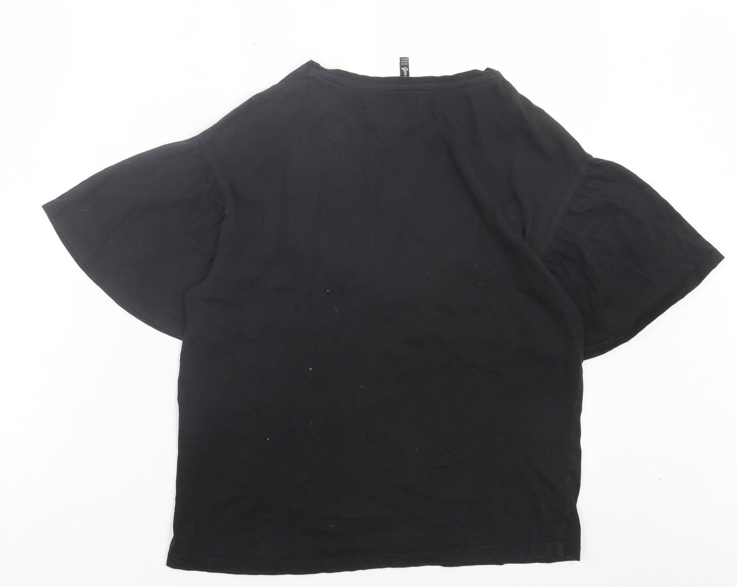 Stradivarius Womens Black Cotton Basic T-Shirt Size 6 Crew Neck - Out Of Service