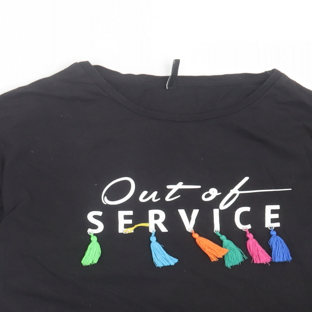 Stradivarius Womens Black Cotton Basic T-Shirt Size 6 Crew Neck - Out Of Service