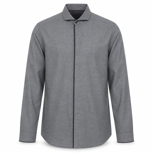 Cedarwood State Mens Grey Polyester Button-Up Size 14.5 Collared Button
