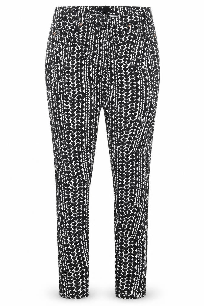 H&M Womens Black Geometric Cotton Jegging Trousers Size 10 L30 in Regular