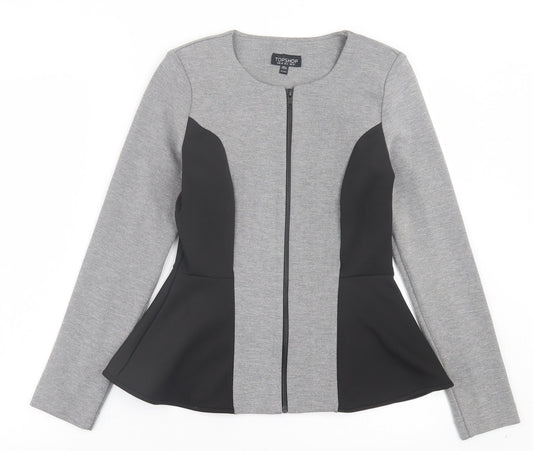 Topshop Womens Grey Jacket Size 10 Zip