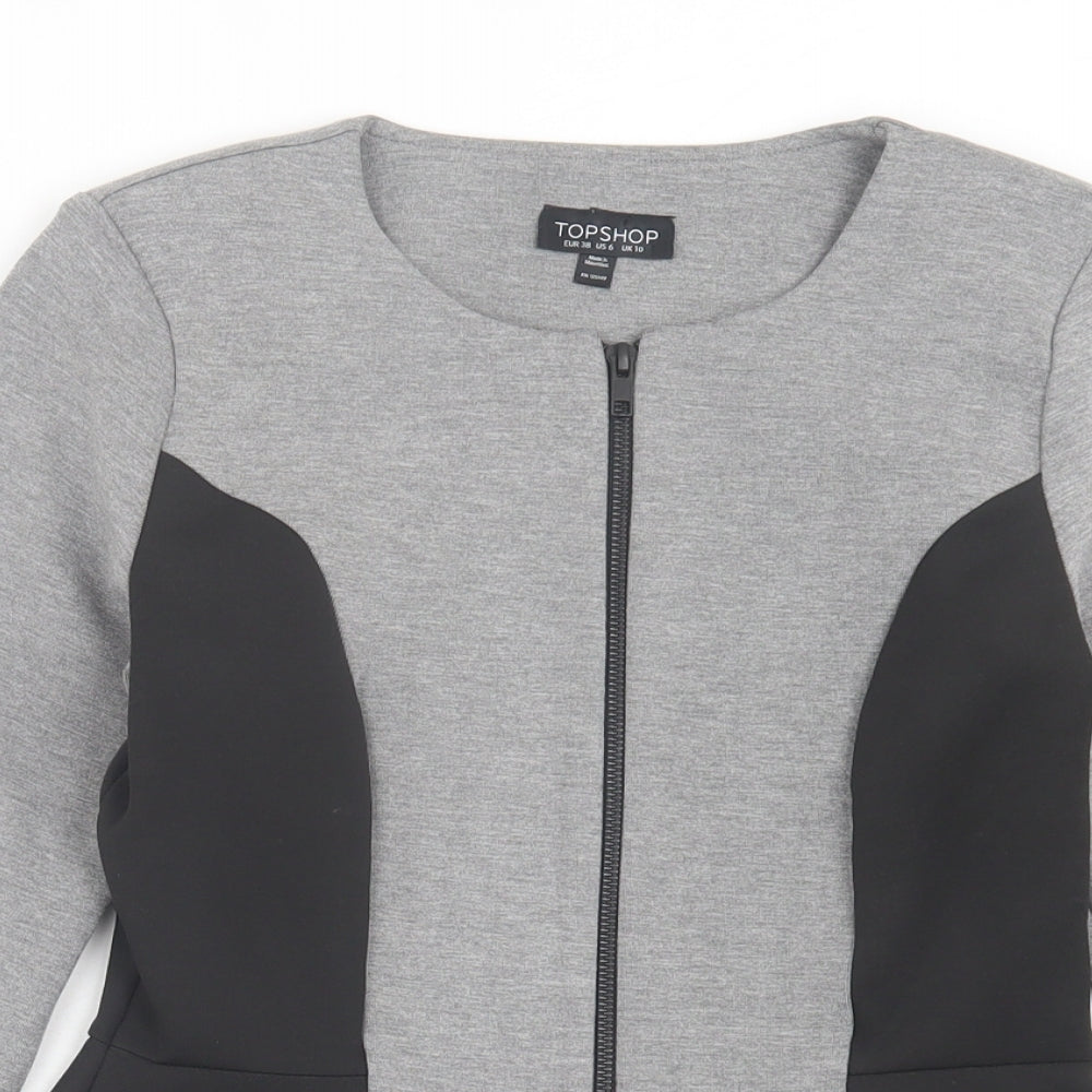 Topshop Womens Grey Jacket Size 10 Zip