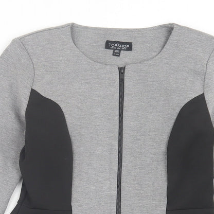 Topshop Womens Grey Jacket Size 10 Zip