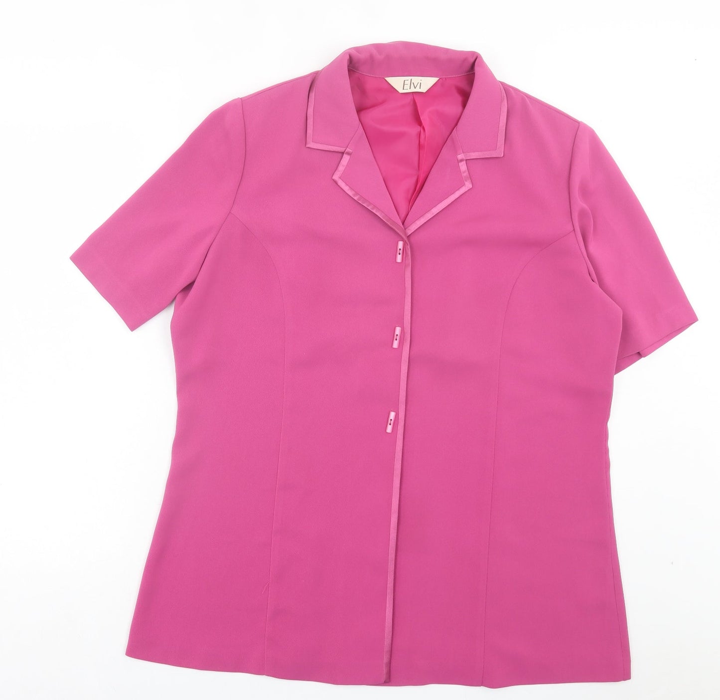 ELVI Womens Pink Polyester Basic Button-Up Size 18 Collared