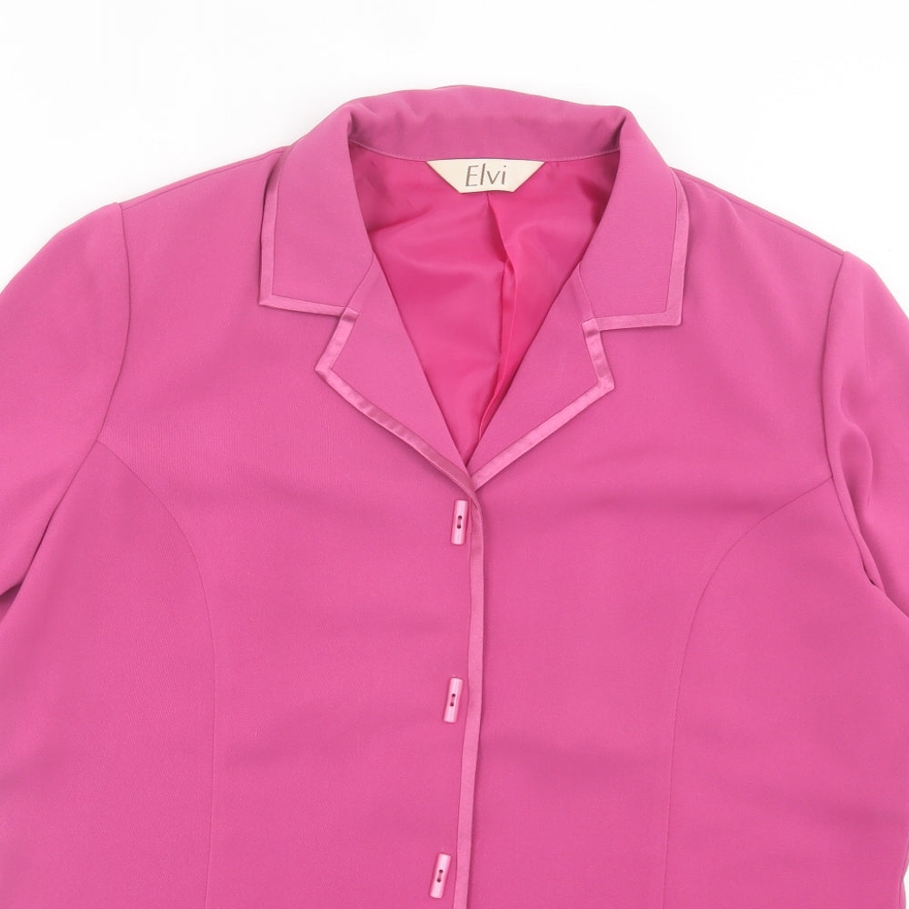 ELVI Womens Pink Polyester Basic Button-Up Size 18 Collared