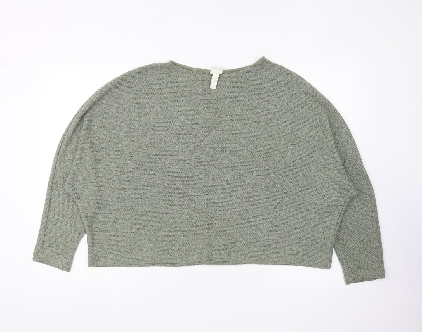 H&M Womens Green Round Neck Viscose Pullover Jumper Size L