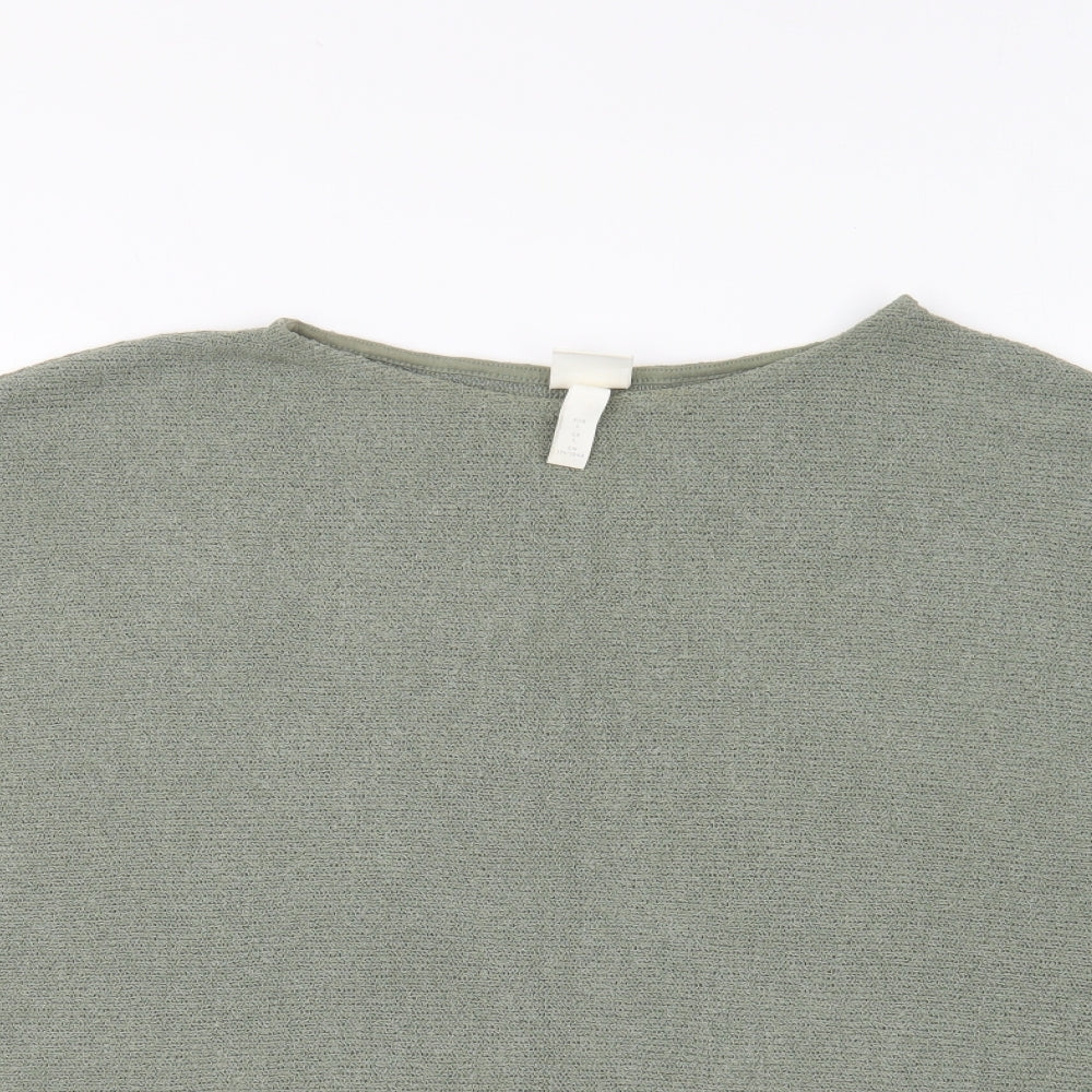 H&M Womens Green Round Neck Viscose Pullover Jumper Size L