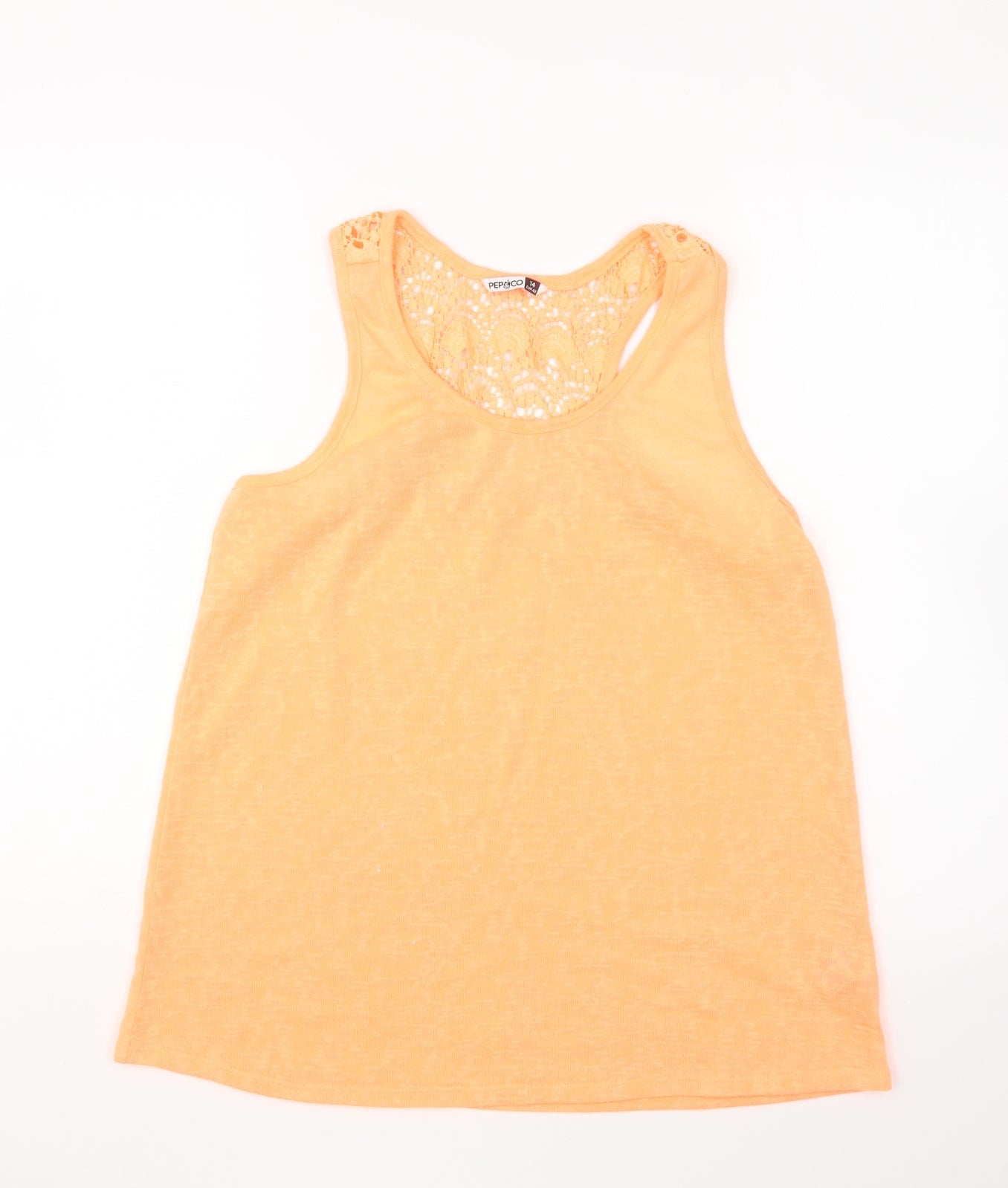 PEP&CO Womens Orange Polyester Basic Tank Size 14 Round Neck
