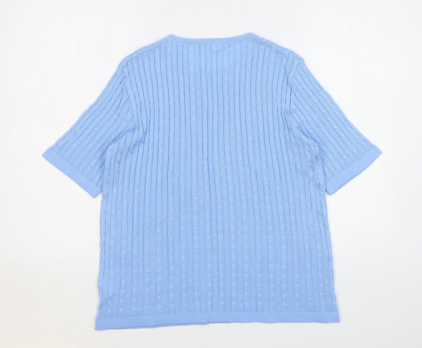 Canda Womens Blue Round Neck Acrylic Pullover Jumper Size M
