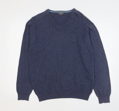 Wolsey Mens Blue V-Neck Cotton Pullover Jumper Size M