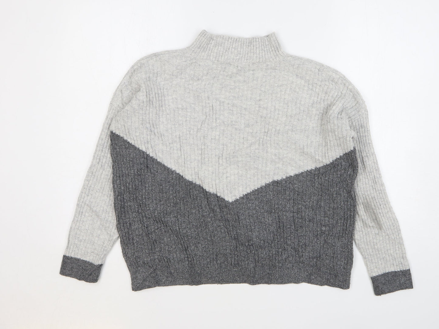Marks and Spencer Womens Grey High Neck Acrylic Pullover Jumper Size S