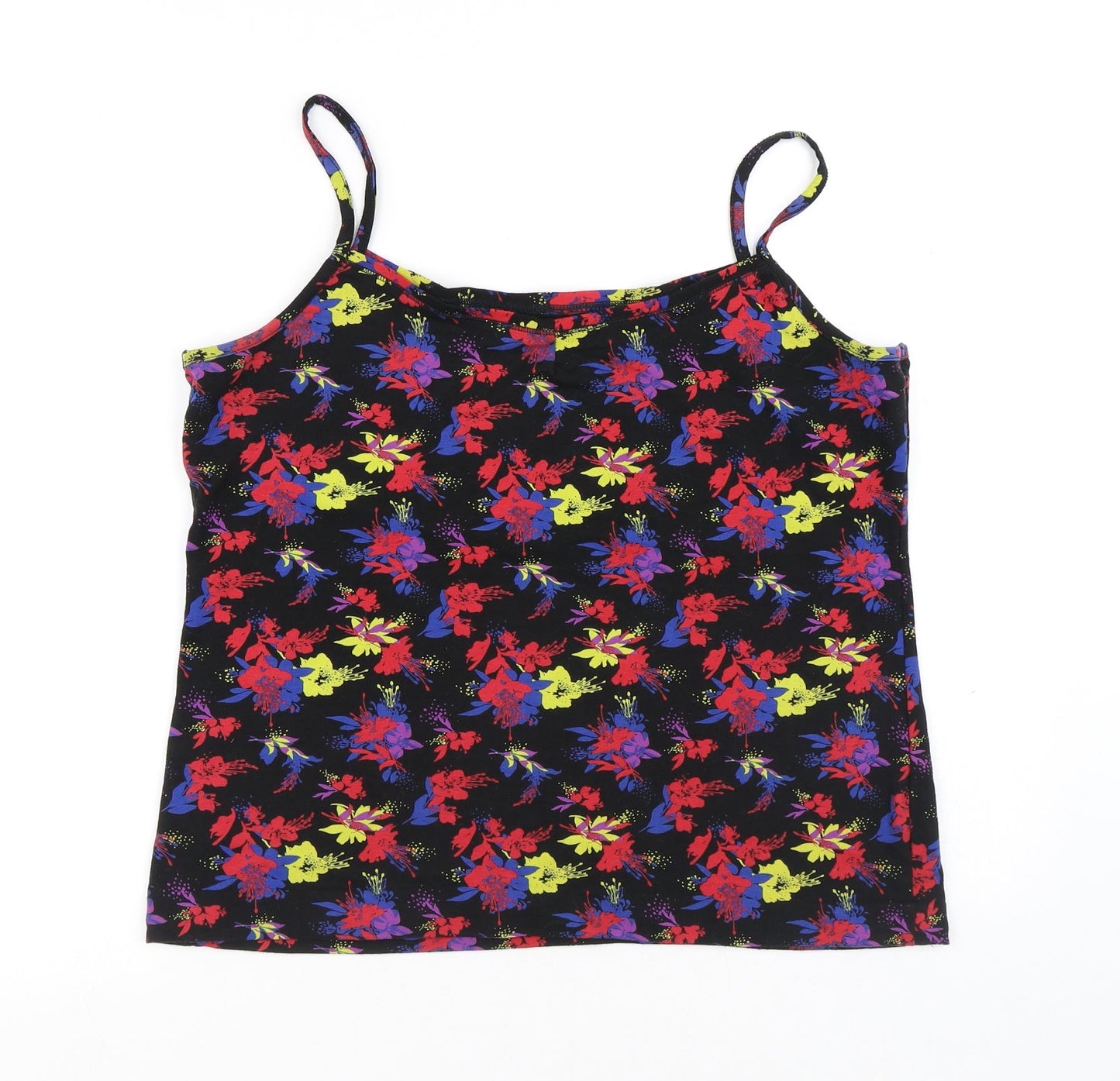 Preworn Womens Black Floral Polyester Camisole Tank Size M Round Neck - Flowers
