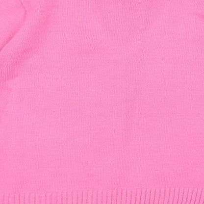 CHIC Womens Pink V-Neck Acrylic Pullover Jumper Size L