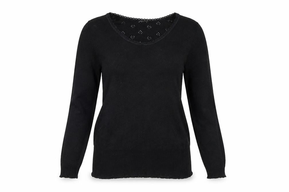 Preworn Womens Black Round Neck Polyester Pullover Jumper Size M