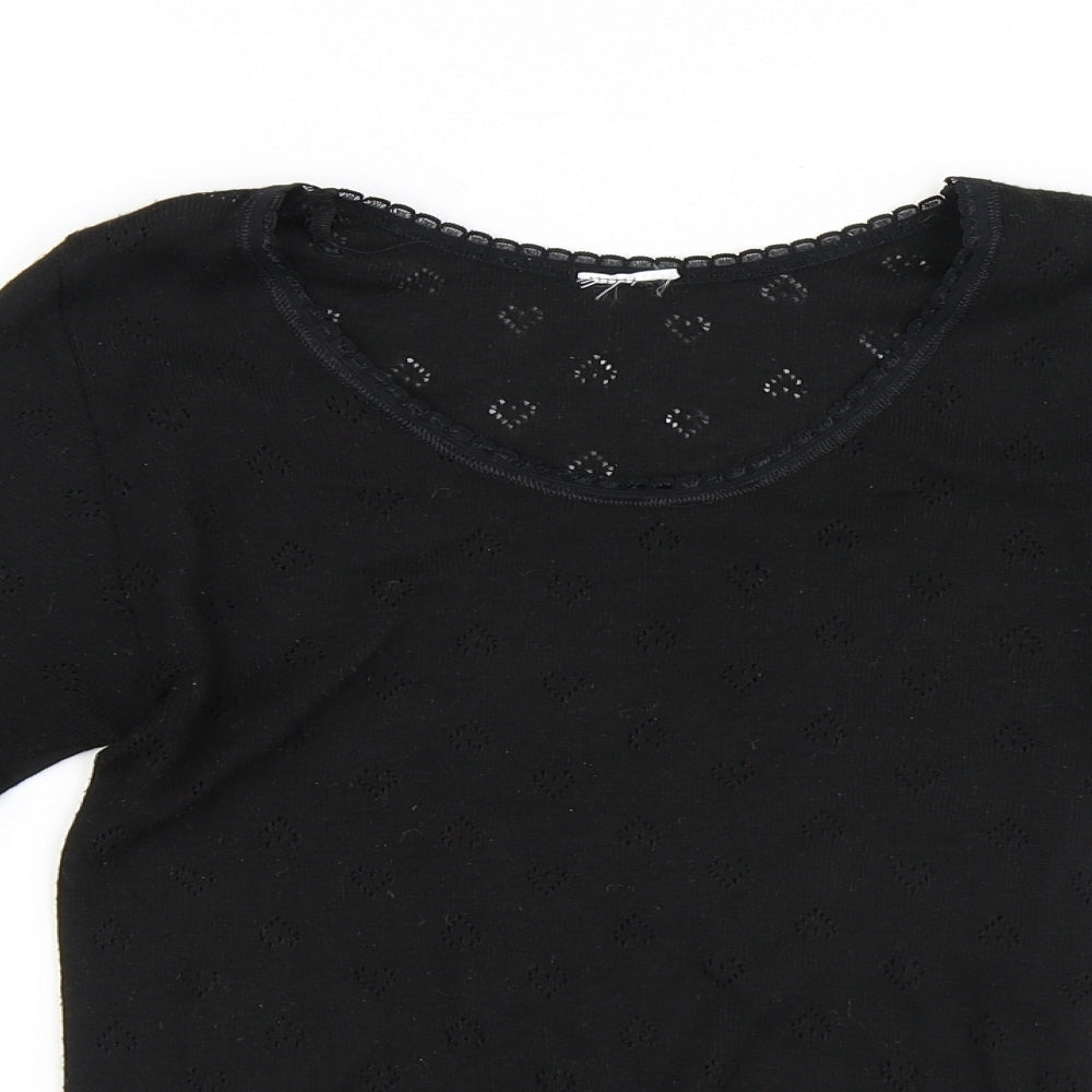 Preworn Womens Black Round Neck Polyester Pullover Jumper Size M