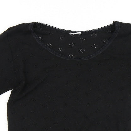 Preworn Womens Black Round Neck Polyester Pullover Jumper Size M