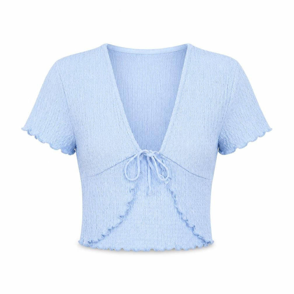 Topshop Womens Blue Polyester Basic T-Shirt Size 12 V-Neck