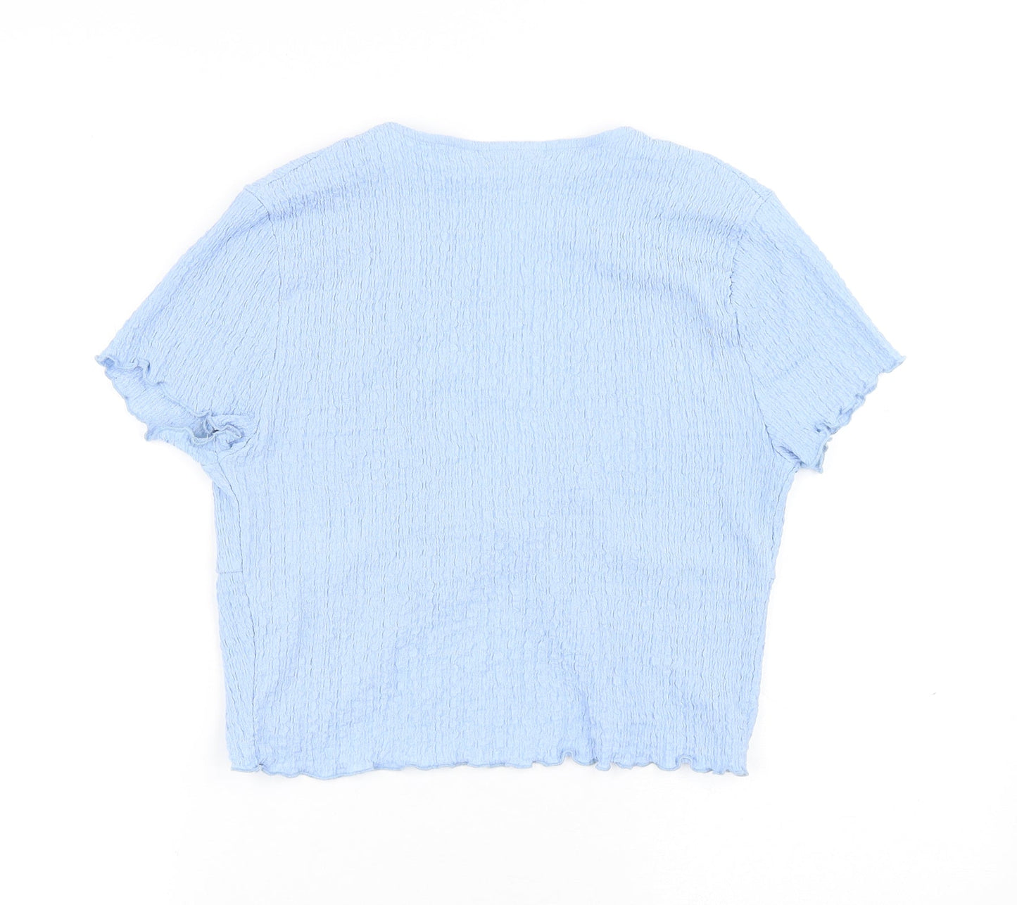 Topshop Womens Blue Polyester Basic T-Shirt Size 12 V-Neck