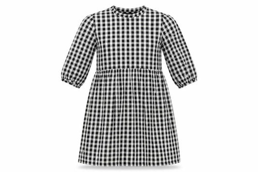 New Look Womens Black Check A-Line Size 4 Crew Neck Pullover