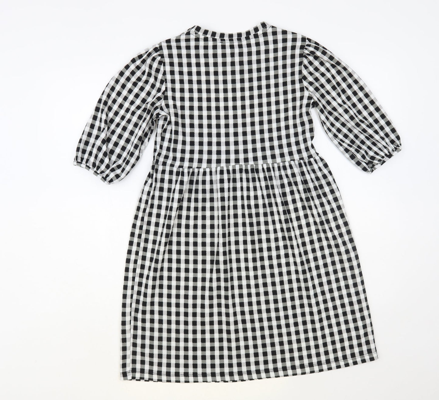 New Look Womens Black Check A-Line Size 4 Crew Neck Pullover