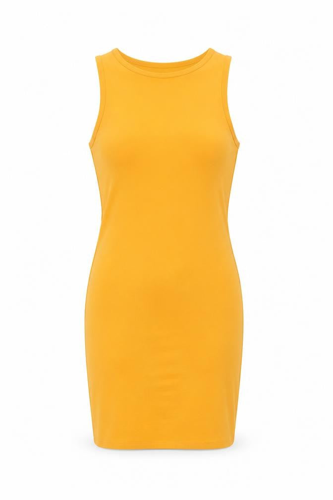 Style Plus Womens Orange Polyester Tank Dress Size 10 Round Neck Pullover - Neon