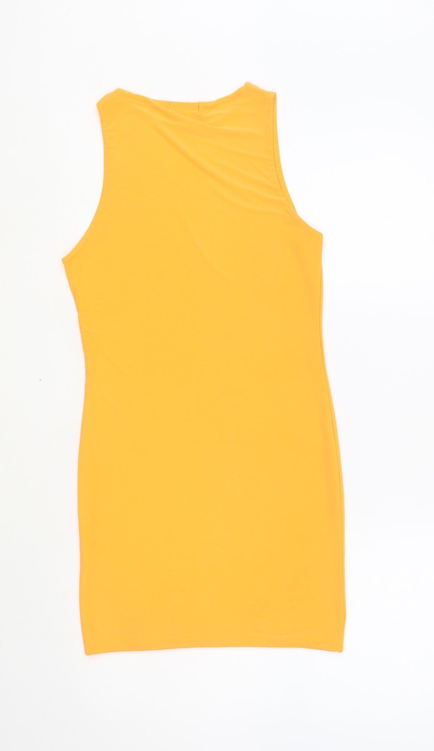 Style Plus Womens Orange Polyester Tank Dress Size 10 Round Neck Pullover - Neon