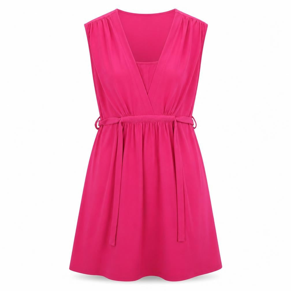 Annee Matthew Womens Pink Lyocell Fit & Flare Size L V-Neck Pullover