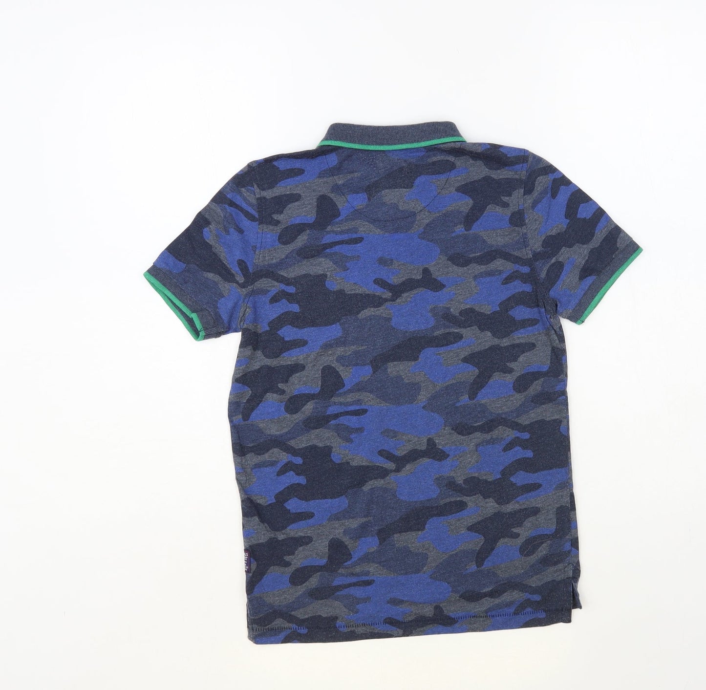 F&F Boys Blue Camouflage Polyester Pullover Polo Size 8-9 Years Collared Button