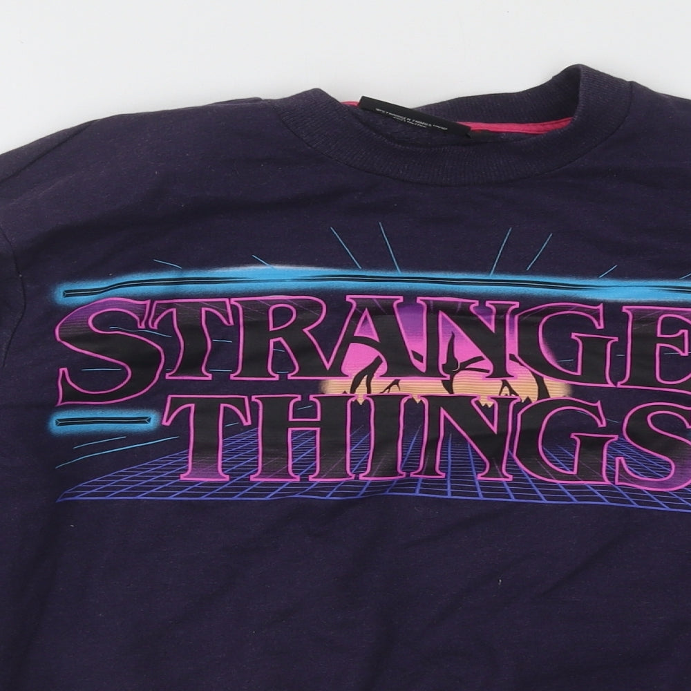 Preworn Womens Blue Cotton Pullover Sweatshirt Size S Pullover - Stranger Things