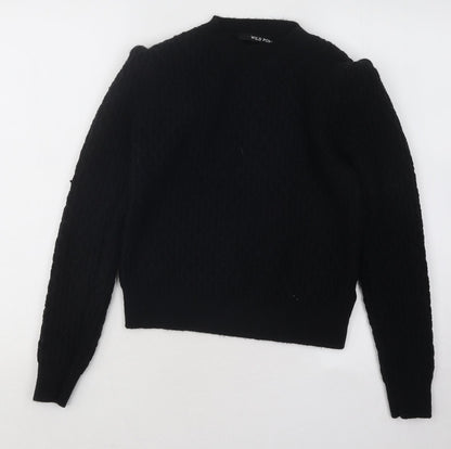 Wild Pony Womens Black Round Neck Acrylic Pullover Jumper Size S