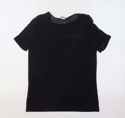 Noisy May Womens Black Polyester Basic T-Shirt Size S Round Neck