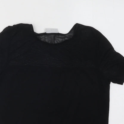 Noisy May Womens Black Polyester Basic T-Shirt Size S Round Neck