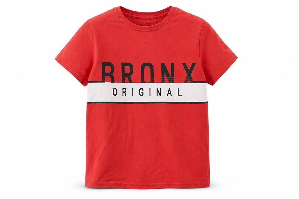 Primark Boys Red Cotton Basic T-Shirt Size 8-9 Years Round Neck Pullover - Bronx