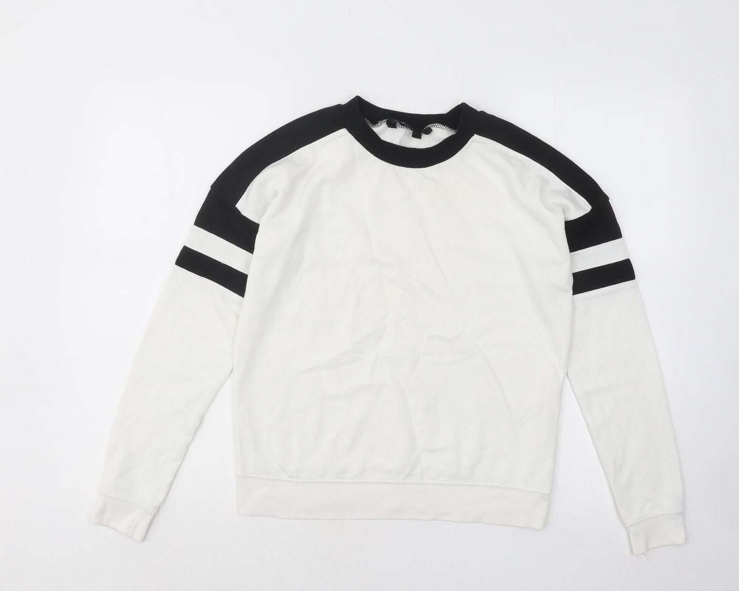 New Look Womens White Cotton Pullover Sweatshirt Size 6 Pullover
