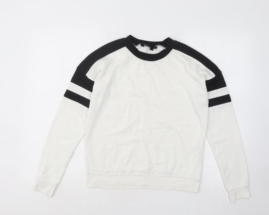 New Look Womens White Cotton Pullover Sweatshirt Size 6 Pullover